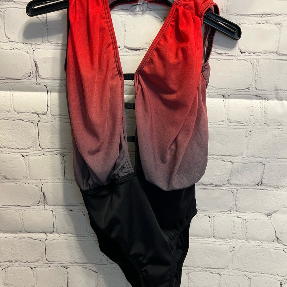 Sokali Red and Black Ombre Leotard Child Large